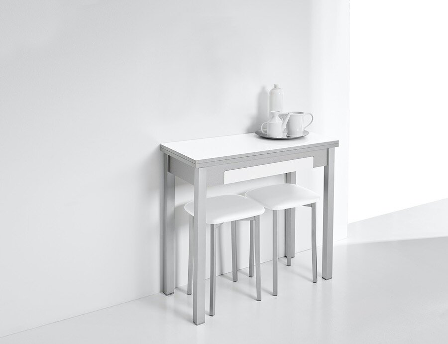 Mesa de cocina extensible LIVRO 80x40(80) cristal blanco