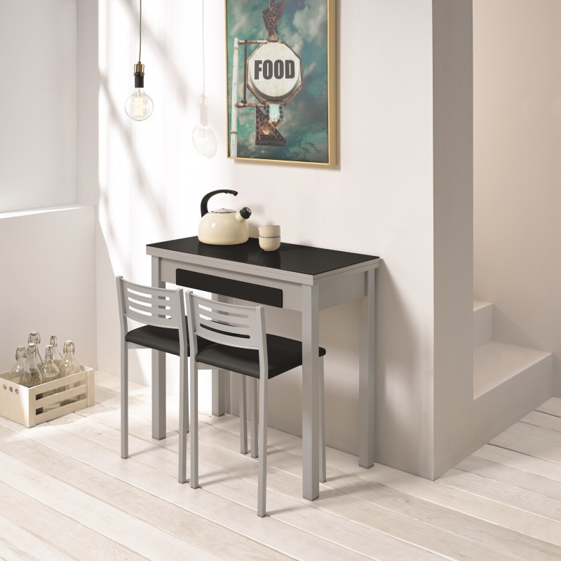 Mesa alta de cocina rectangular fija con tapa de cristal (varias medidas)  Ref.Sena2 2310